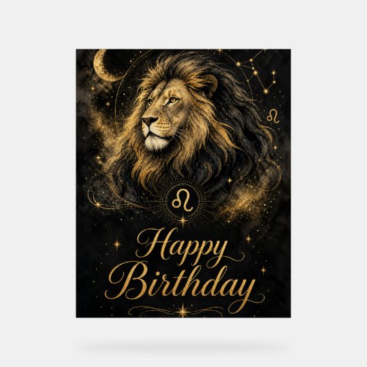 Löwe Happy Birthday Sternzeichen Design アクリルサイン (正面)