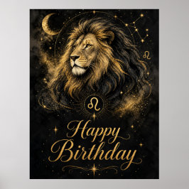 Löwe Happy Birthday Sternzeichen Design ポスター