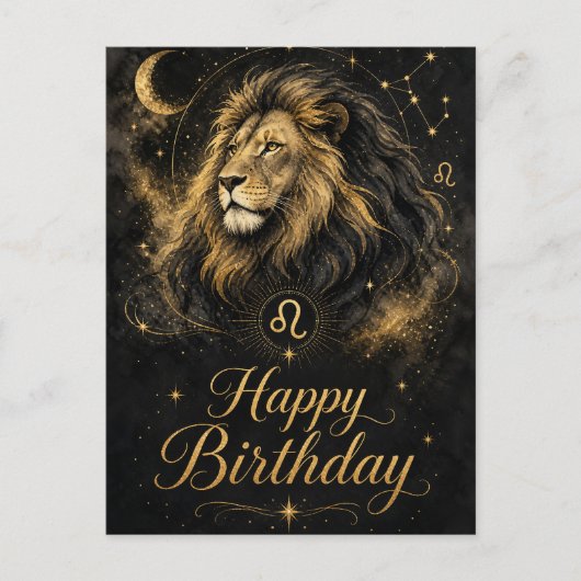 Löwe Happy Birthday Sternzeichen Design ポストカード (正面)