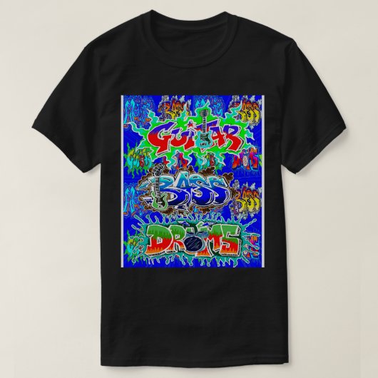 LowEndGraphicsによるGuitarBassDrums 1 Tシャツ (デザイン正面)