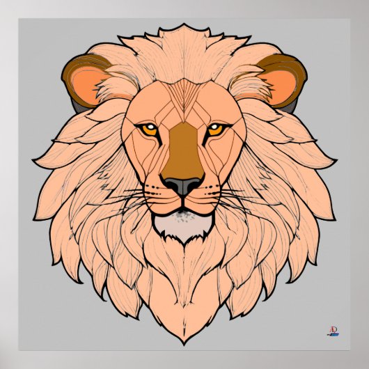 Löwenkopf - Minimale Farbzeichnung ポスター (正面)