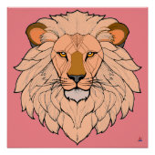 Löwenkopf - Minimale Farbzeichnung ポスター (正面)