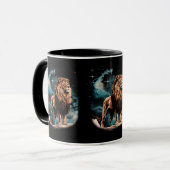 Löwennacht-T-Shirt-Design (Illustration) マグカップ (正面左)