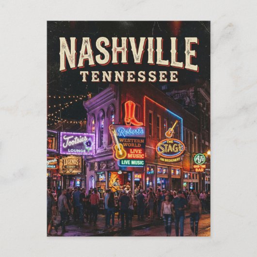Lower Broadway Honky-Tonks USA ポストカード (正面)