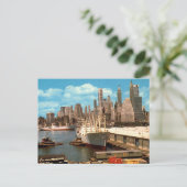 Lower Manhattan Skyline, East River, 1950sヴィンテージ ポストカード (スタンド正面)