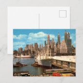 Lower Manhattan Skyline, East River, 1950sヴィンテージ ポストカード (正面/裏面)
