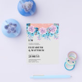 Lowest Budgetの結婚FLYERSブルーパープル花 チラシ (シングル)