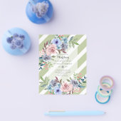 LOWEST BUDGETピンク青い花の結婚式招待状 チラシ (シングル)