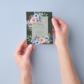 LOWEST BUDGETピンク青い花の結婚式招待状 チラシ (手)