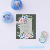 LOWEST BUDGETピンク青い花の結婚式招待状 チラシ (シングル)