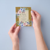 LOWEST BUDGETピンク青い花の結婚式招待状 チラシ (手)