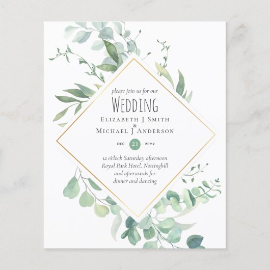 LOWEST BUDGET Eucalyptus Greenery Leaves Wedding チラシ (正面)