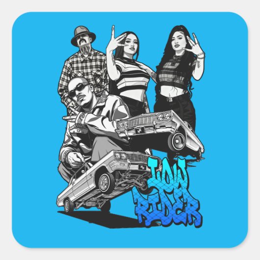 Lowrider Urban Art – Chicano Streetwear Culture スクエアシール (正面)