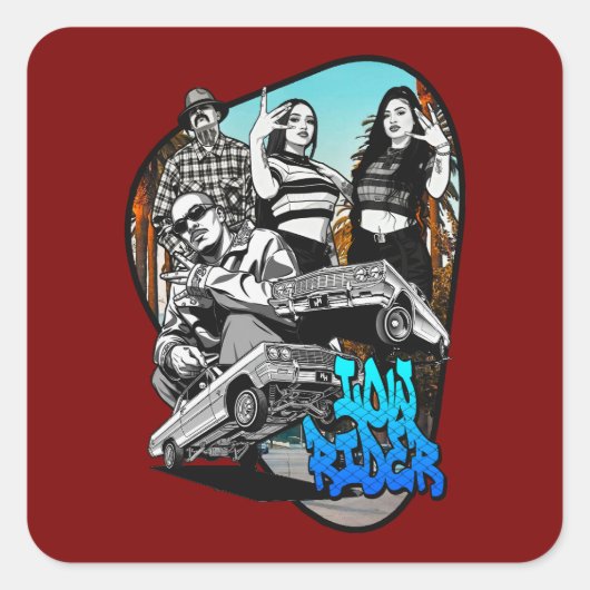 Lowrider Urban Art – Chicano Streetwear Culture スクエアシール (正面)