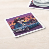 Lowrider Wolfy スクエアペーパーコースター (アングル)