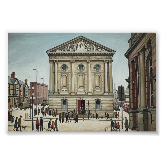 Lowry風のTodmorden Town Hall フォトプリント (正面)
