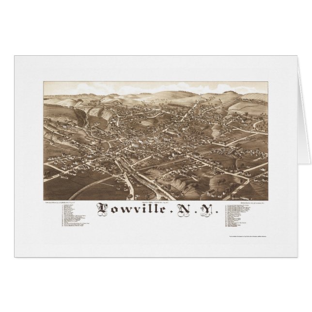 LowvilleのNYのパノラマ式の地図- 1885年 (正面横)