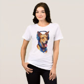 Loyal Beats – 音楽を聴く抽象的な犬 トライブレンドＴシャツ (正面全面)