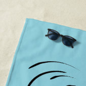 Loyal Black Line Art Woman Face Digital Hand-drawn ビーチタオル (インサイチュ)