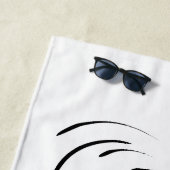 Loyal Black Line Art Woman Face Digital Hand-drawn ビーチタオル (インサイチュ)