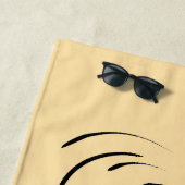 Loyal Black Line Art Woman Face Digital Hand-drawn ビーチタオル (インサイチュ)