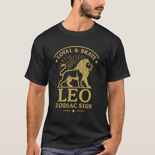Loyal & Brave Leo Zodiac T-Shirt Bold Lion Tシャツ (正面)