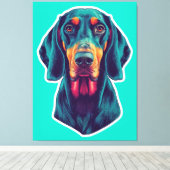 Loyal Glow – Vibrant Bluetick Coonhound Pop Art キャンバスプリント (インサイチュ (ウッドフロア))