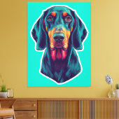 Loyal Glow – Vibrant Bluetick Coonhound Pop Art キャンバスプリント (インサイチュ (リビング))