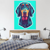 Loyal Glow – Vibrant Bluetick Coonhound Pop Art キャンバスプリント (インサイチュ (寝室))
