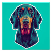 Loyal Glow – Vibrant Bluetick Coonhound Pop Art ポスター (正面)