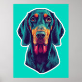 Loyal Glow – Vibrant Bluetick Coonhound Pop Art ポスター (正面)
