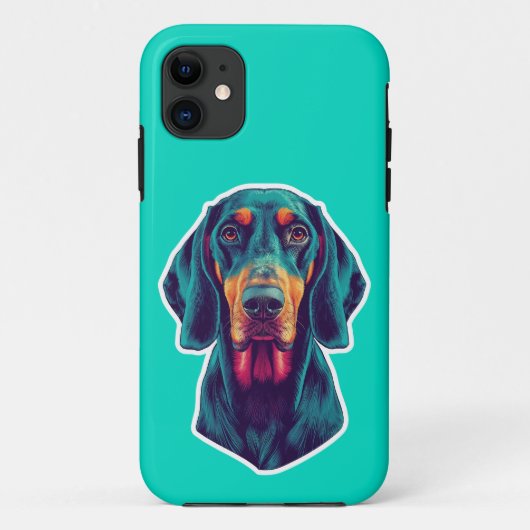 Loyal Glow – Vibrant Bluetick Coonhound Pop Art Case-Mate iPhoneケース (裏面)