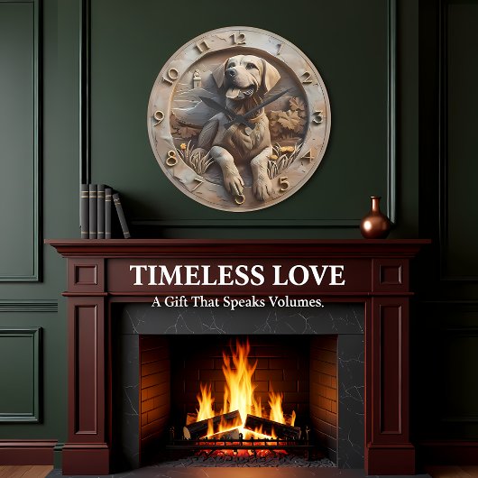 Loyal Labrador Sculpted Stone Style ラージ壁時計