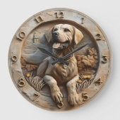 Loyal Labrador Sculpted Stone Style ラージ壁時計 (正面)