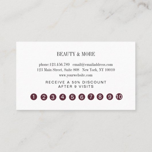 Loyalität 10 Nails Lashes Beauty Visitenkarte 名刺 (裏面)