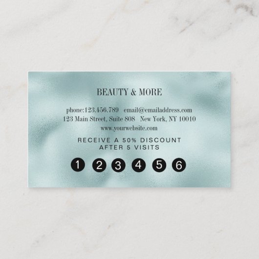 Loyalität Karte 5 Nails Lashes Beauty Blue 名刺 (裏面)