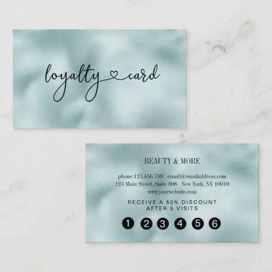 Loyalität Karte 5 Nails Lashes Beauty Blue 名刺 (正面/裏面)