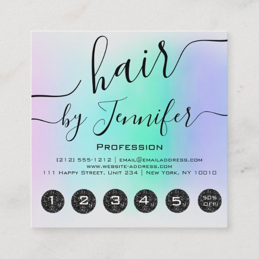 Loyality Drips 6 Punches Hair Lash Make up Hologra スクエア名刺 (裏面)