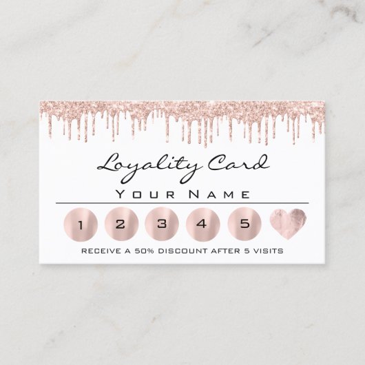 Loyaliy 6エステティシャンメイクアップバラホワイトハートラッシュ 名刺 (正面)