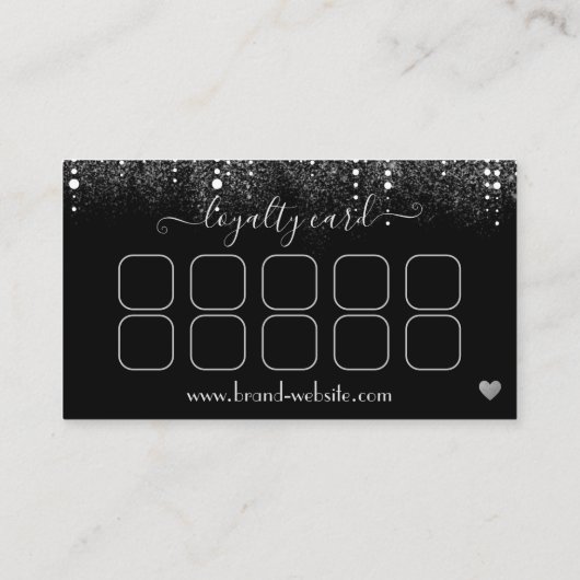 Loyalty Card Pretty Drips Silver Glitter Rain 名刺 (裏面)
