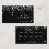 Loyalty Card Pretty Drips Silver Glitter Rain 名刺 (正面/裏面)