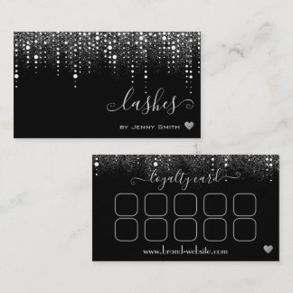 Loyalty Card Pretty Drips Silver Glitter Rain 名刺