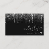 Loyalty Card Pretty Drips Silver Glitter Rain 名刺 (正面)