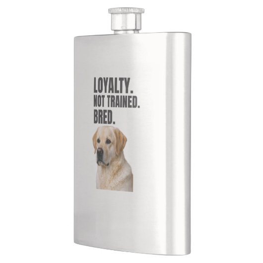 Loyalty. Not Trained. Bred. Yellow Lab フラスク (左)