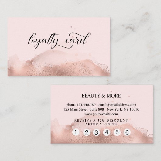 Loyalty Watercolor 5 Nails Lashes Visitenkarte 名刺 (正面/裏面)