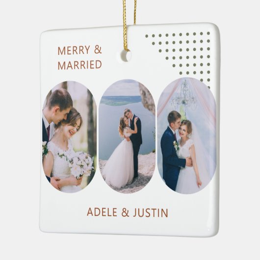 Lozengeメリー写真結婚した任意の色 セラミックオーナメント (左)