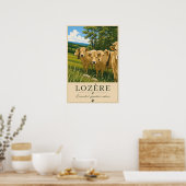 Lozère France – Cows – Vintage Travel Poster ポスター (キッチン)