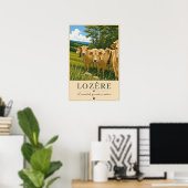 Lozère France – Cows – Vintage Travel Poster ポスター (ホームオフィス)