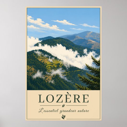 Lozère – Mountains Clouds – Vintage Travel Poster ポスター (正面)
