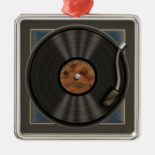 LPのレコードのオーナメントを夢を見るカラオケ メタルオーナメント